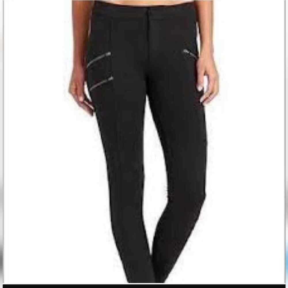 Athleta Twill Ponte Knit stretch charcoal gray moto pants. Size 6